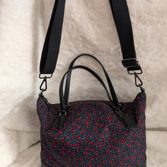 Coach Nylon & Leather Floral Satchel Crossbody Shoulder Bag EUC - Picture 7 of 14